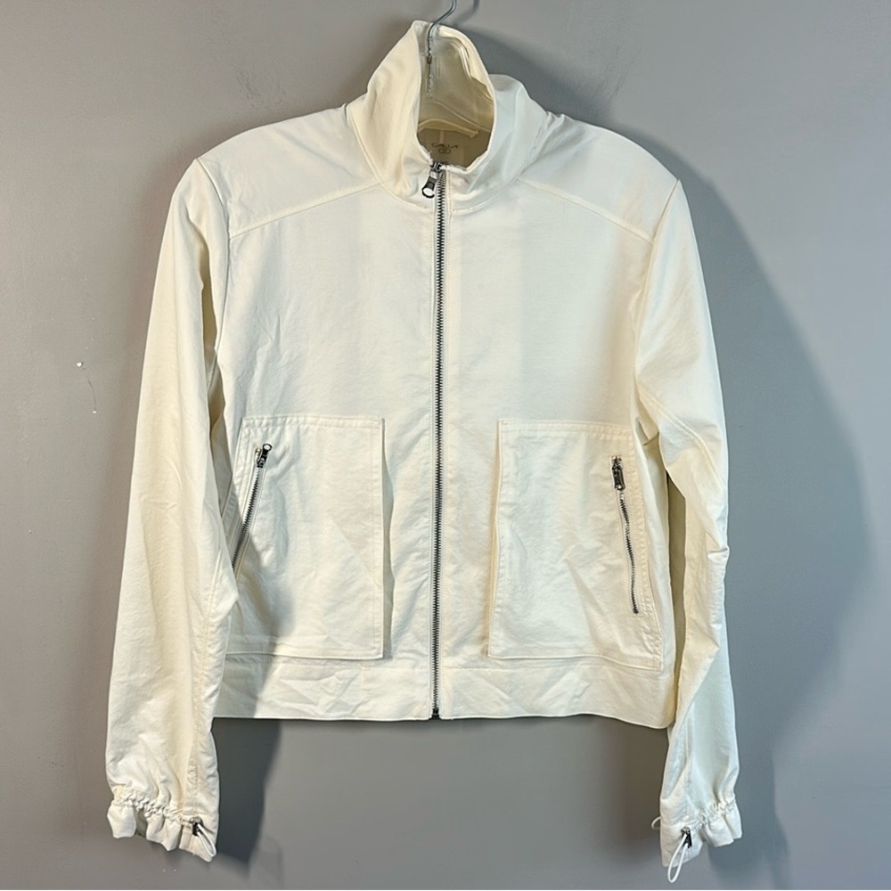 NWT Calia Womens Twill Cargo Jacket Ivory Size XS Mock Neck Athleisure Gym Zip - Picture 3 of 16